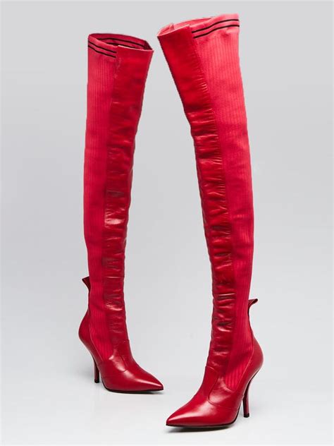 fendi knee high boots red|fendi thigh high sock boots.